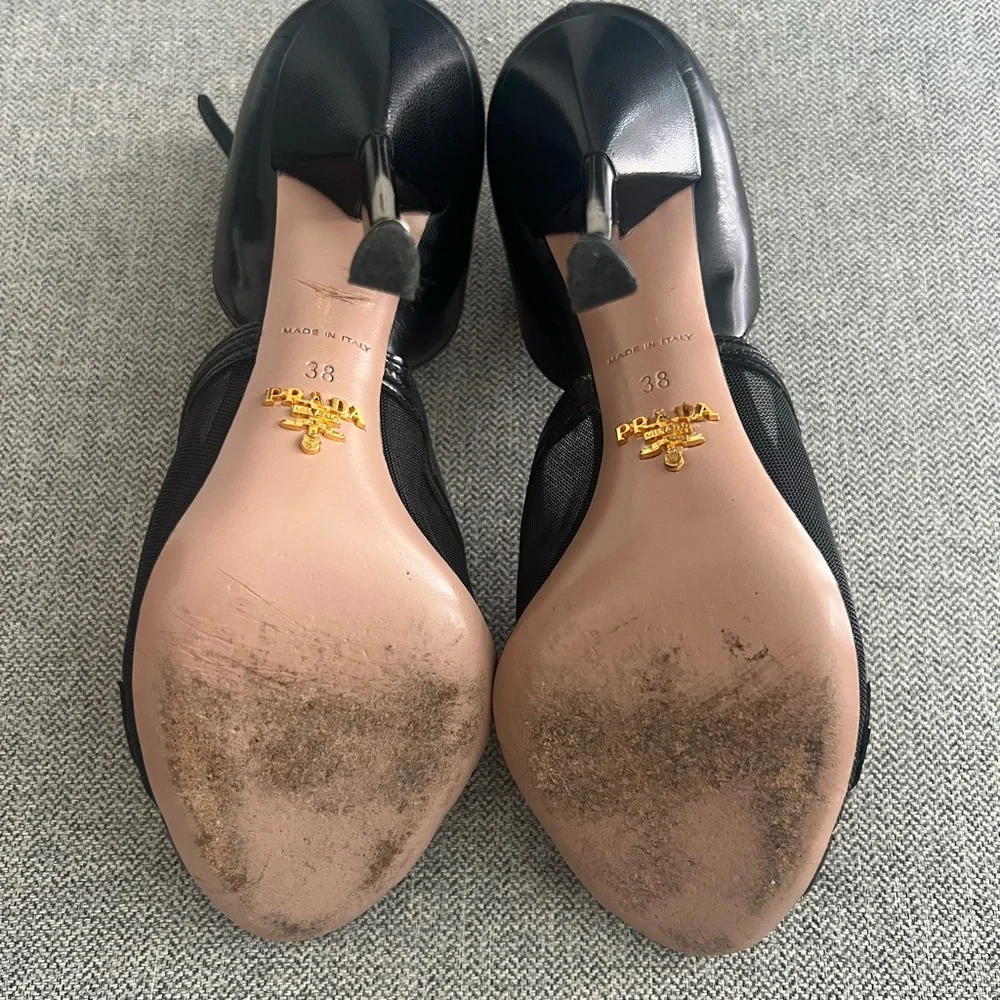 LUXURY PRADA PUMPS SHOES BLACK LEATHER EU 38 - Picture 11 of 11